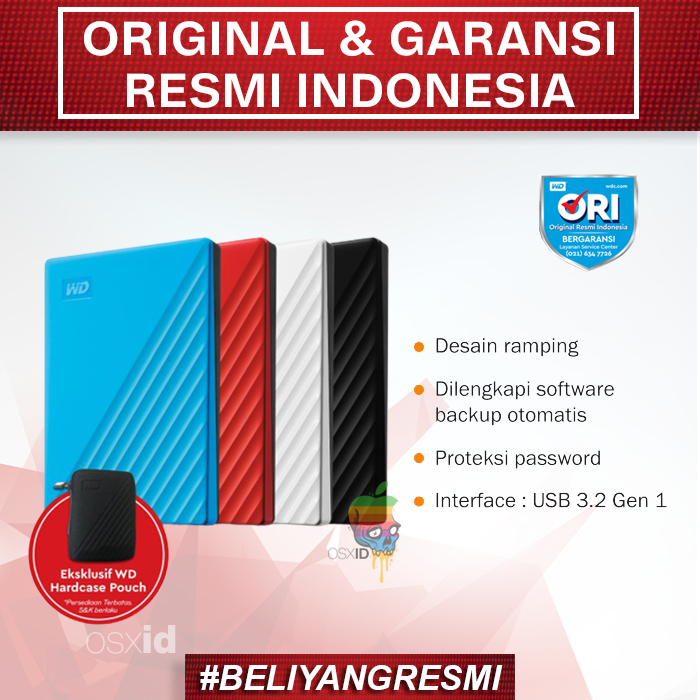 WD My Passport 1TB / 2TB / 4TB / 5TB - HDD Hardisk External - Garansi Resmi