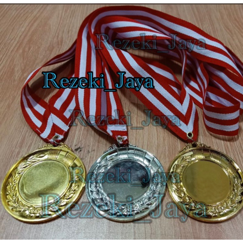 Mendali Medali Plastik Emas Perak Perunggu Satuan Plus Tali & Ring