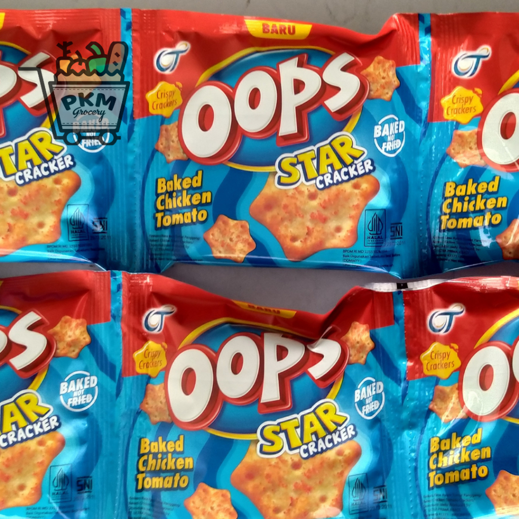 

OOPS STAR Cracker Baked Chicken Tomato 10 gr 1 renceng isi 10 pcs