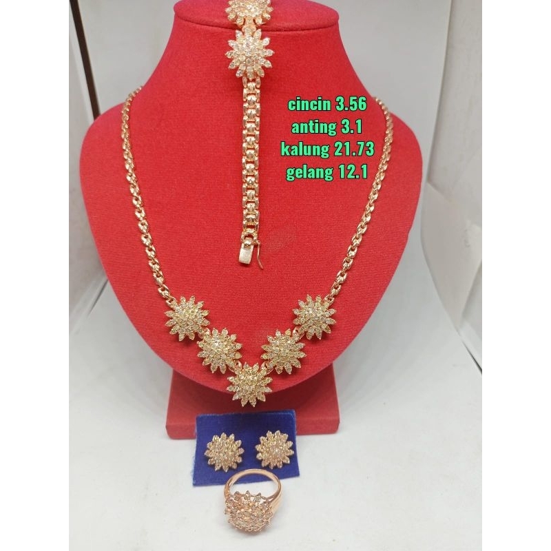 ACC  set matahari kalung gelang cincin anting berlian medan