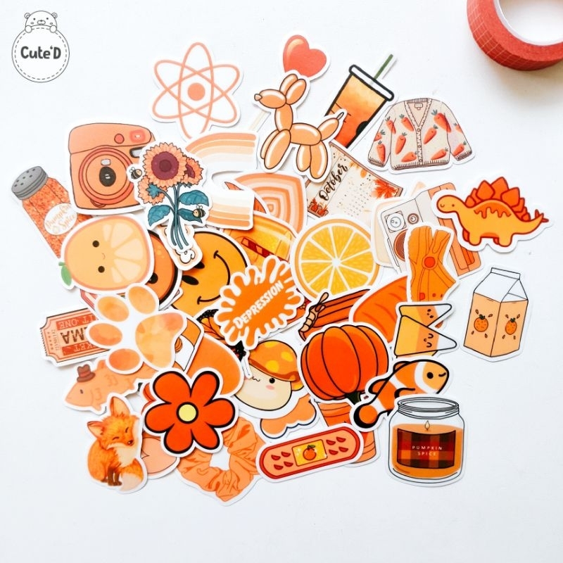 

45+ Set Sticker Tumblr "ORANGE"/ Tahan Air (Tinggal Tempel)