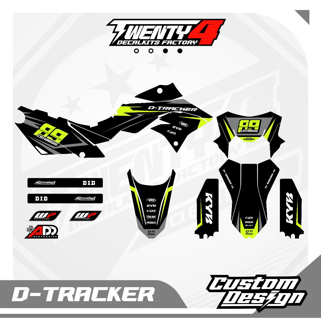 Decal Klx Dtracker Hijau Simple Bebas Request