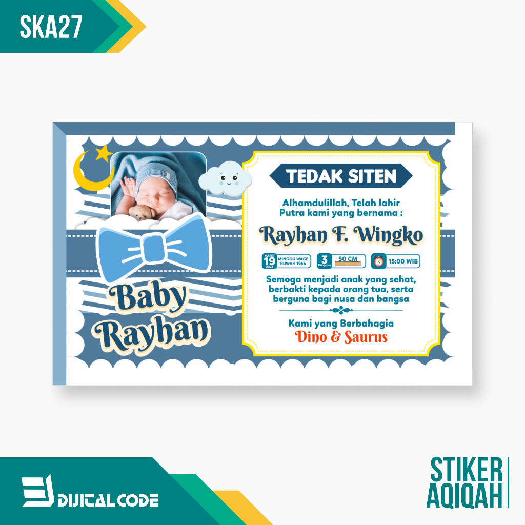 

SKA27 Stiker Label Syukuran Aqiqah Kelahiran Anak