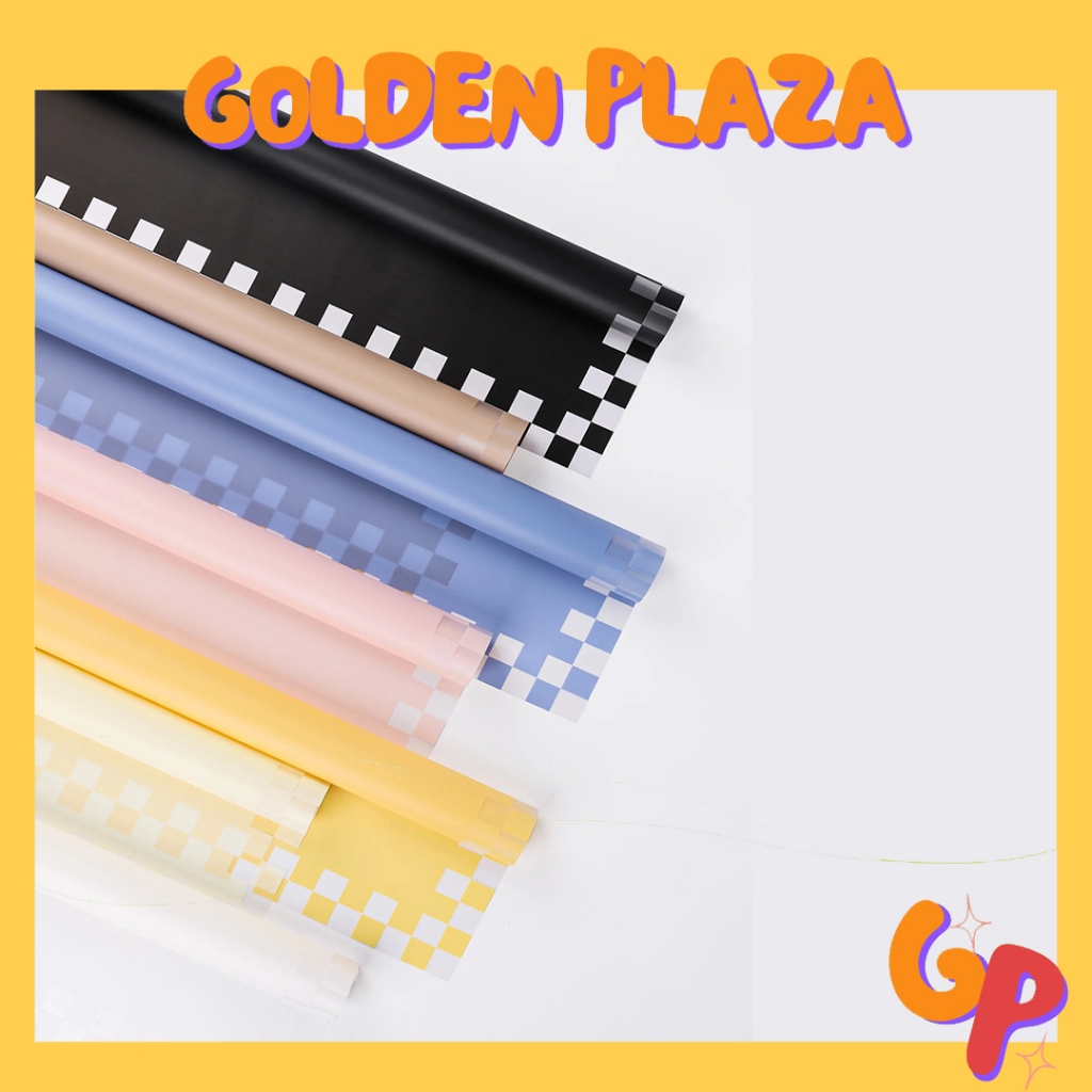 

Kertas Buket Bunga Flower Wrapping Motif Checkerboard Kotak Cellophane Kertas Florist KB6293