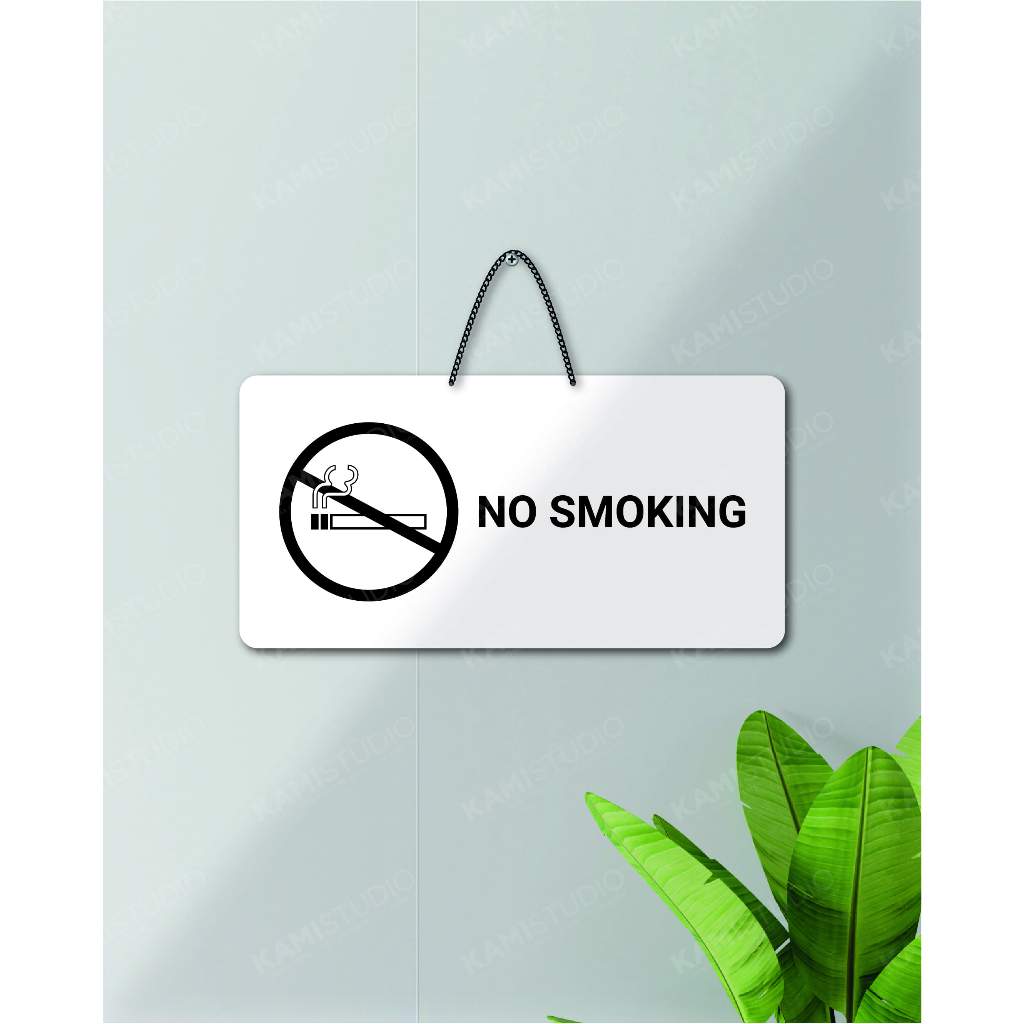 TULISAN NO SMOKING 30X15 CM GANTUNG LANDSCAPE/ SIGN GANTUNG NO SMOKING / TEMPELAN DINDING DENGAN RAN