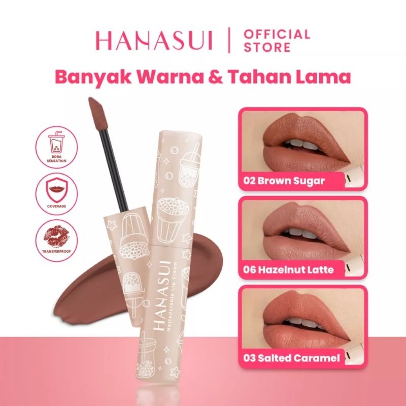 Hanasui Mattedoreble Lipcream Boba/lipstik/pewarna bibir