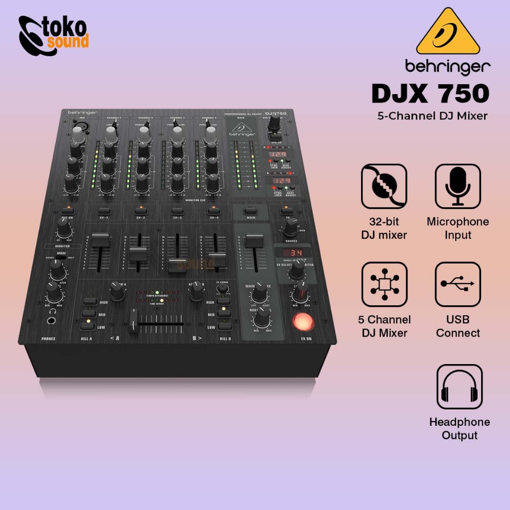 Behringer Pro Mixer DJX750 - 4 Channel DJ Mixer Demo