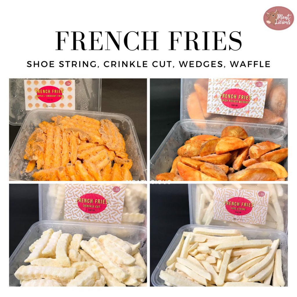 

French Fries (Shoe String, Crinkle Cut, Battered Coated Wedges, Waffle Fries) 200gr & 500gr