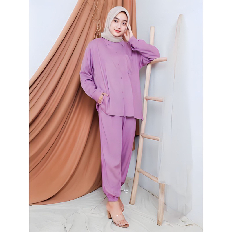 One Set Pajamas Rayon / One Set Rayon / Setelan Rayon / Daily set pajamas / Set Rayon /Jogger Polos 