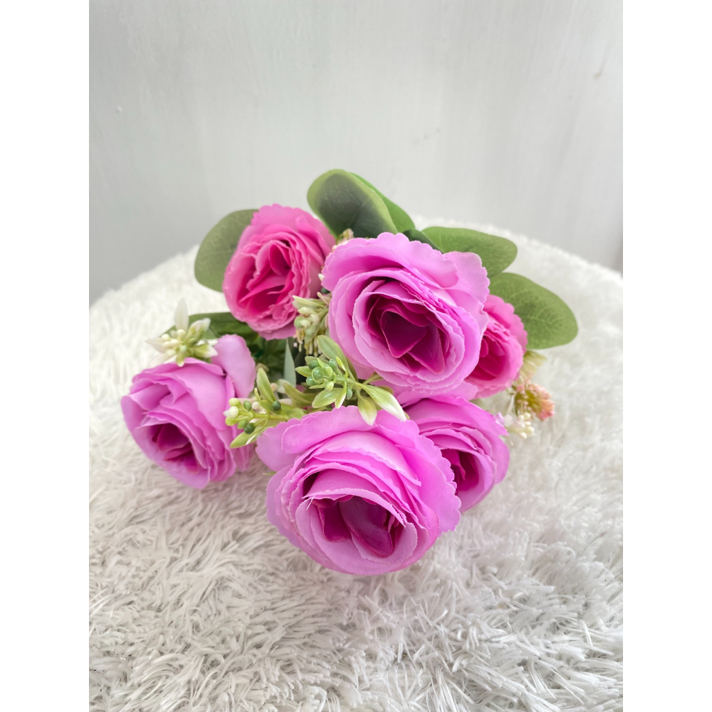 (1 tangkai) Bunga Mawar 7 Cabang KECIL / Artificial Rose / Bunga Plastik / Mawar Plastik / Bunga Pal