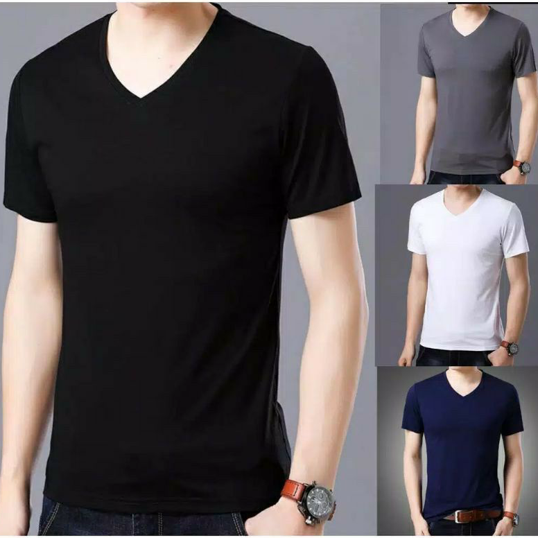 PALING LARIS KAOS POLOS V-NECK PRIA BAHAN COMBED T-SHIRT V-NECK PRIA LENGAN PENDEK KAOS OBLONG V-NEC