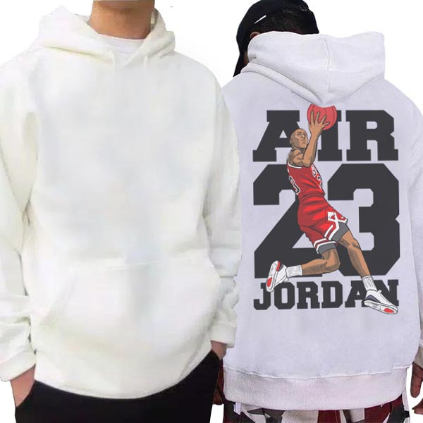 New White Hoodie 23 Basket Jordan Hoodie Jumper Bahan Cotton Fleece