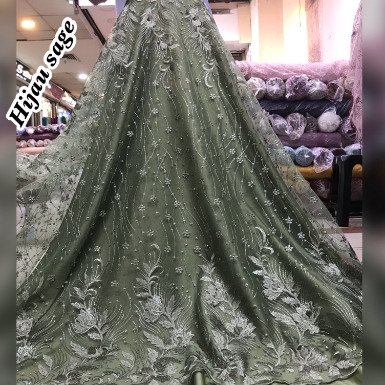 Model Terkini TERMURAH Kain bahan tile tumpal bordir atas bawah / bahan kebaya brokat Tulle(laba2 bo