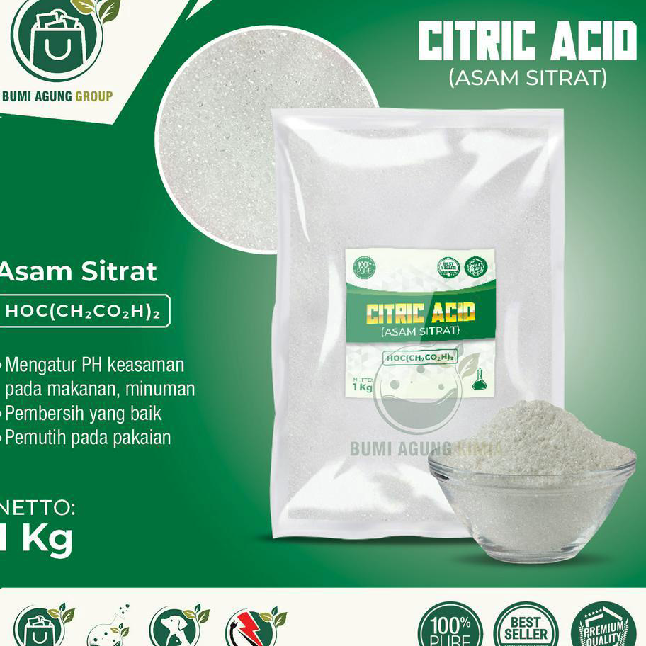 

Terbatas CITRIC MONOHYDRATE/ CITRUN / SITRAT - 1 KG FOOD GRADE