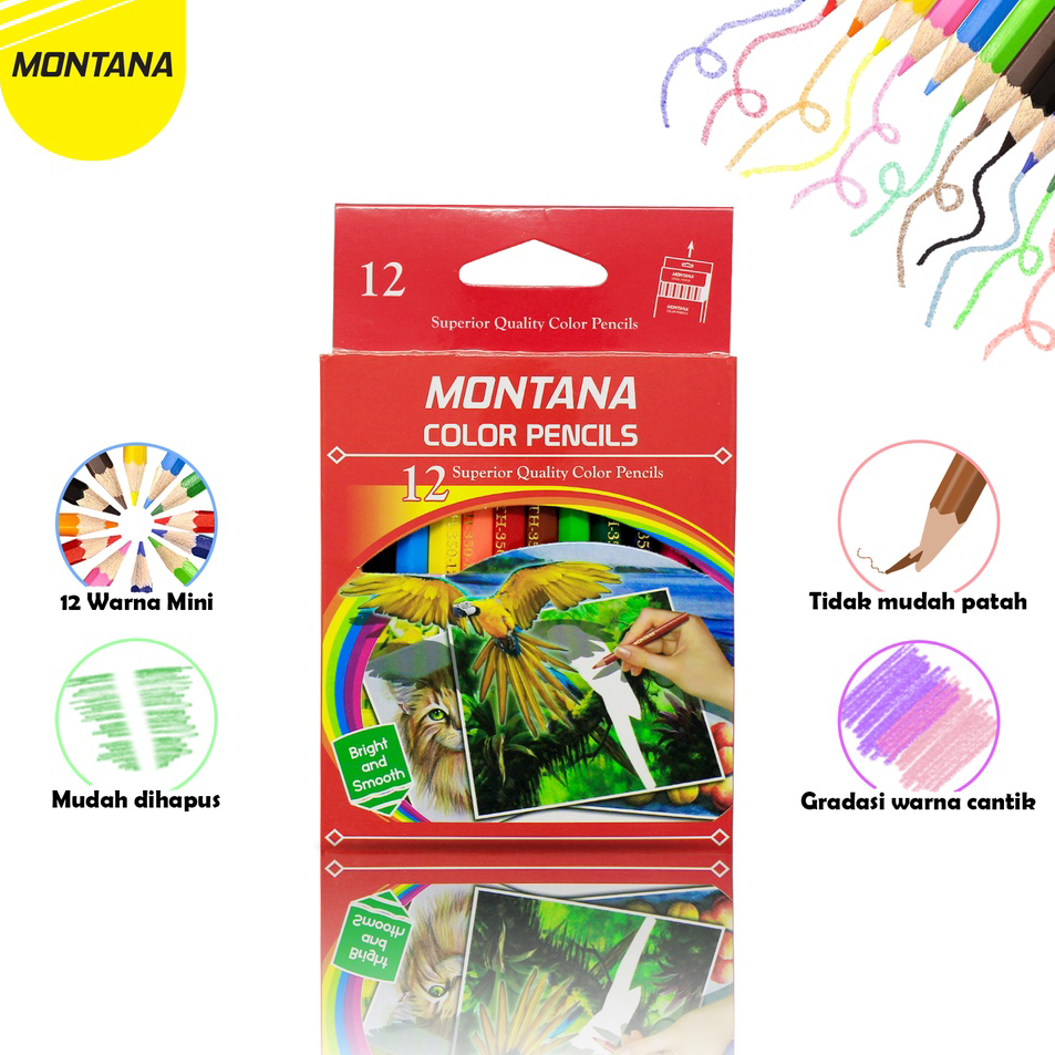 

↓➺✹ MONTANA Color Pencil / Pensil Warna Montana TH-350 / 12 Warna Terlaku.