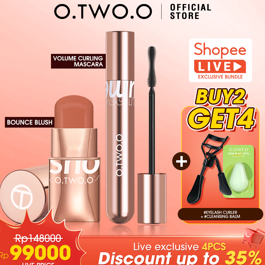 Produk 【Shopee Live Buy 2 Get 4】O.TWO.O Face Makeup Set Blush Stick + Mascara+Eyelash Curler+ Cleans