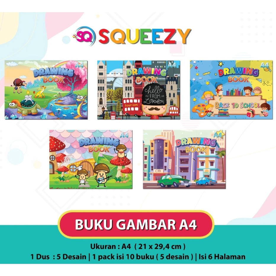 

➸➚✣ Buku Gambar A4 Squeezy 6 Lembar / pack 10 buku