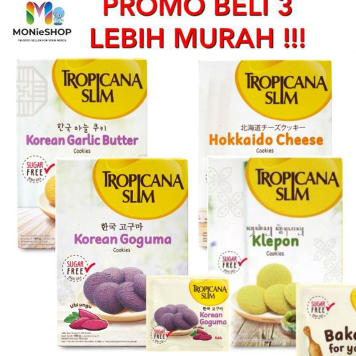 

Super Sale TROPICANA SLIM COOKIES Hokkaido Cheese Cookies 100g/ Klepon/ Korean Galic butter/ Korean Goguma/ Diabetasol WAFER/ Tropicana Slim Cookies 100g Kirim Langsung