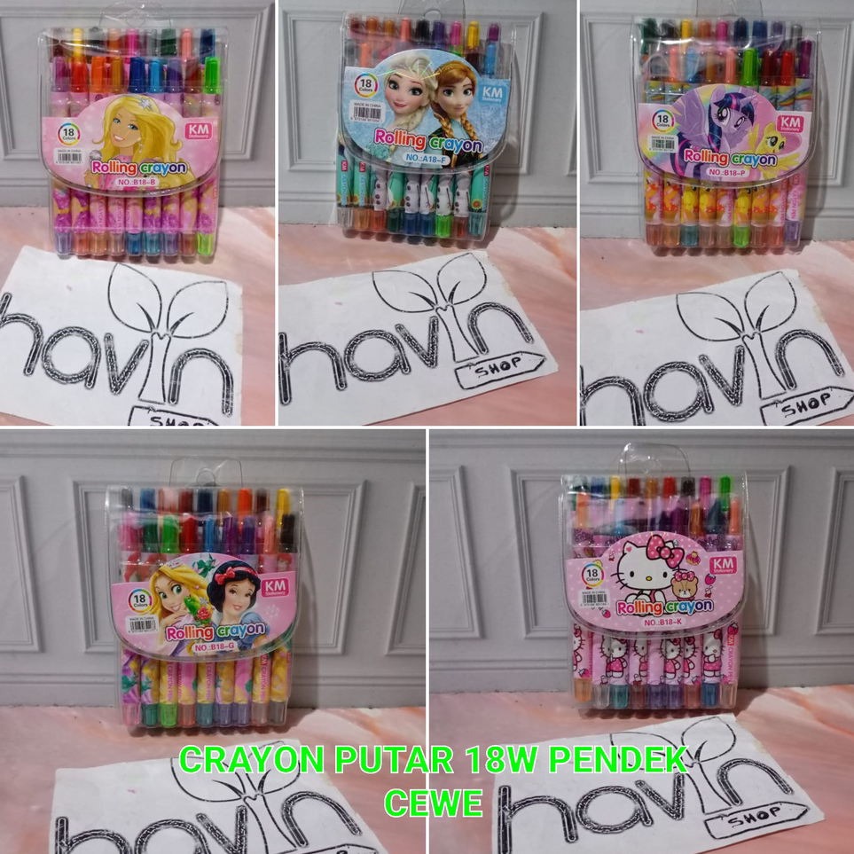 

➡✡✼ CRAYON PUTAR PENDEK 12warna atau 18warna/krayon/rolling crayon/twist crayon