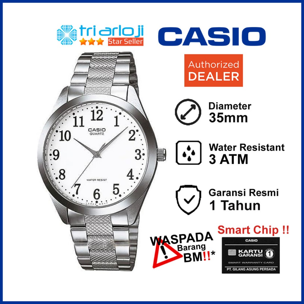 CASIO MTP-1274D-7BDF Jam Tangan Pria Analog Stainless Steel MTP-1274D-7B MTP1274D
