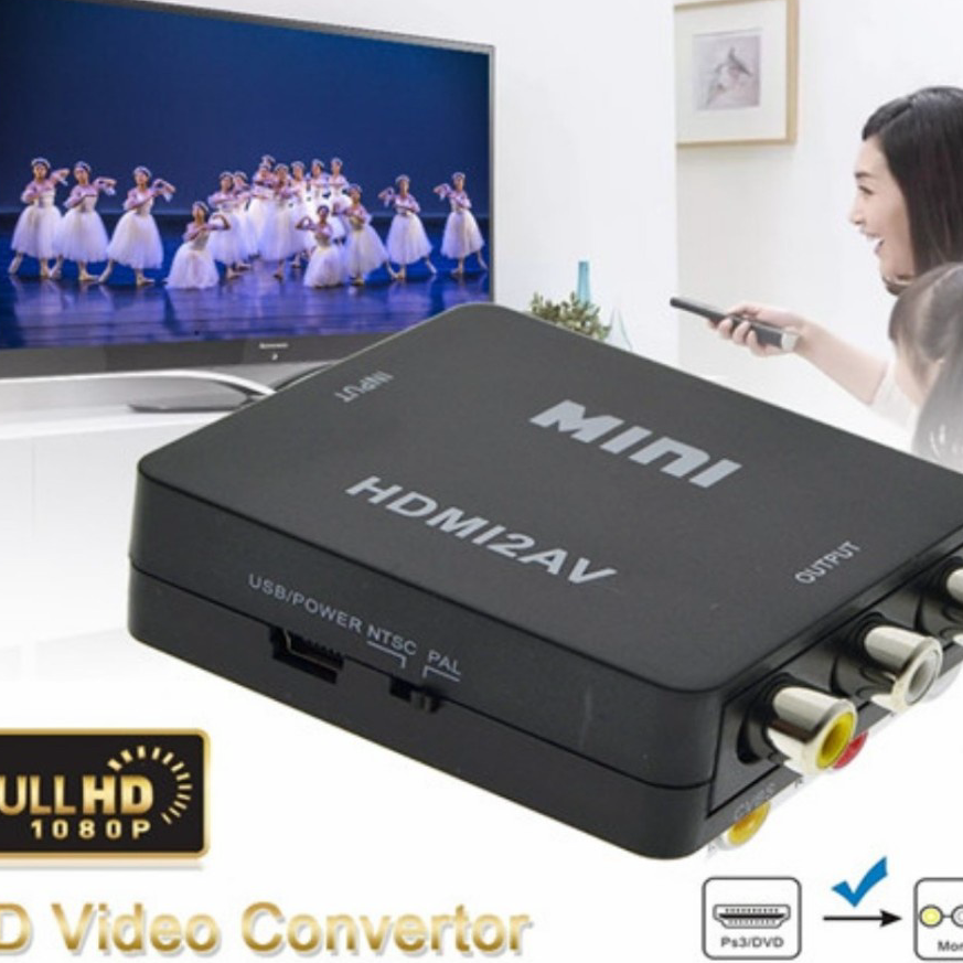 Murah.. HDMI to AV RCA Converter MINI HDMI2AV MINI BOX HDMI2AV Adapter