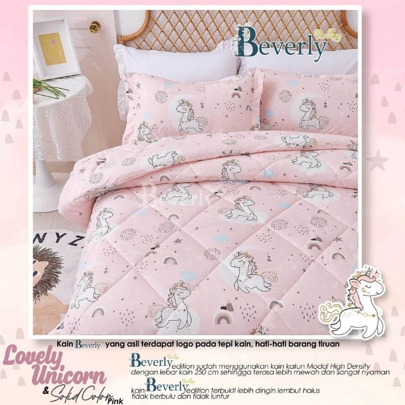 Katun Lokal Original Grade 1 kain Sprei meteran bahan Beverly Deluxe motif Lovely Unicorn
