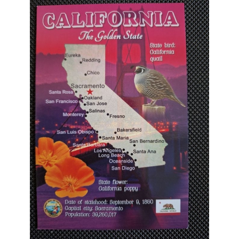 

kartu pos peta california amerika/america map postcard