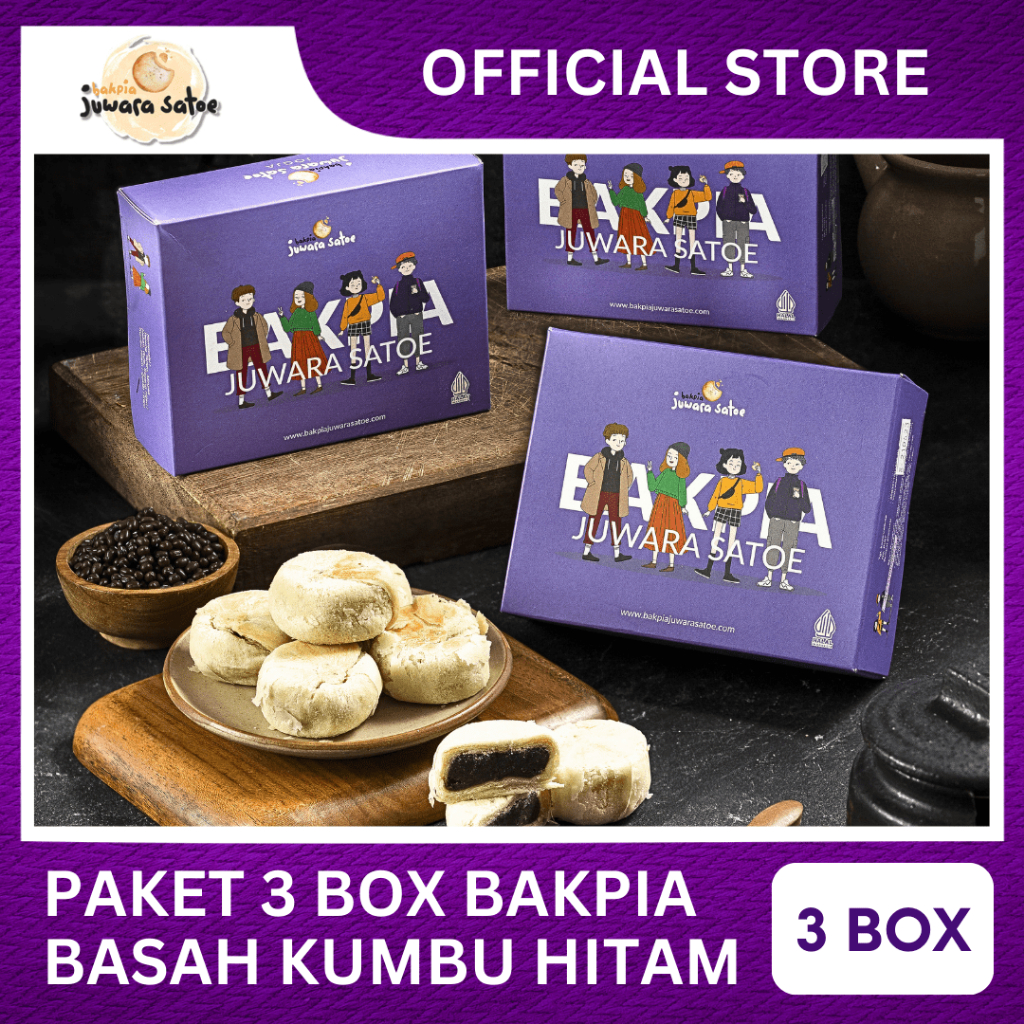 [ 3 BOX ] PAKET BAKPIA BASAH KUMBU HITAM  - JUWARA SA