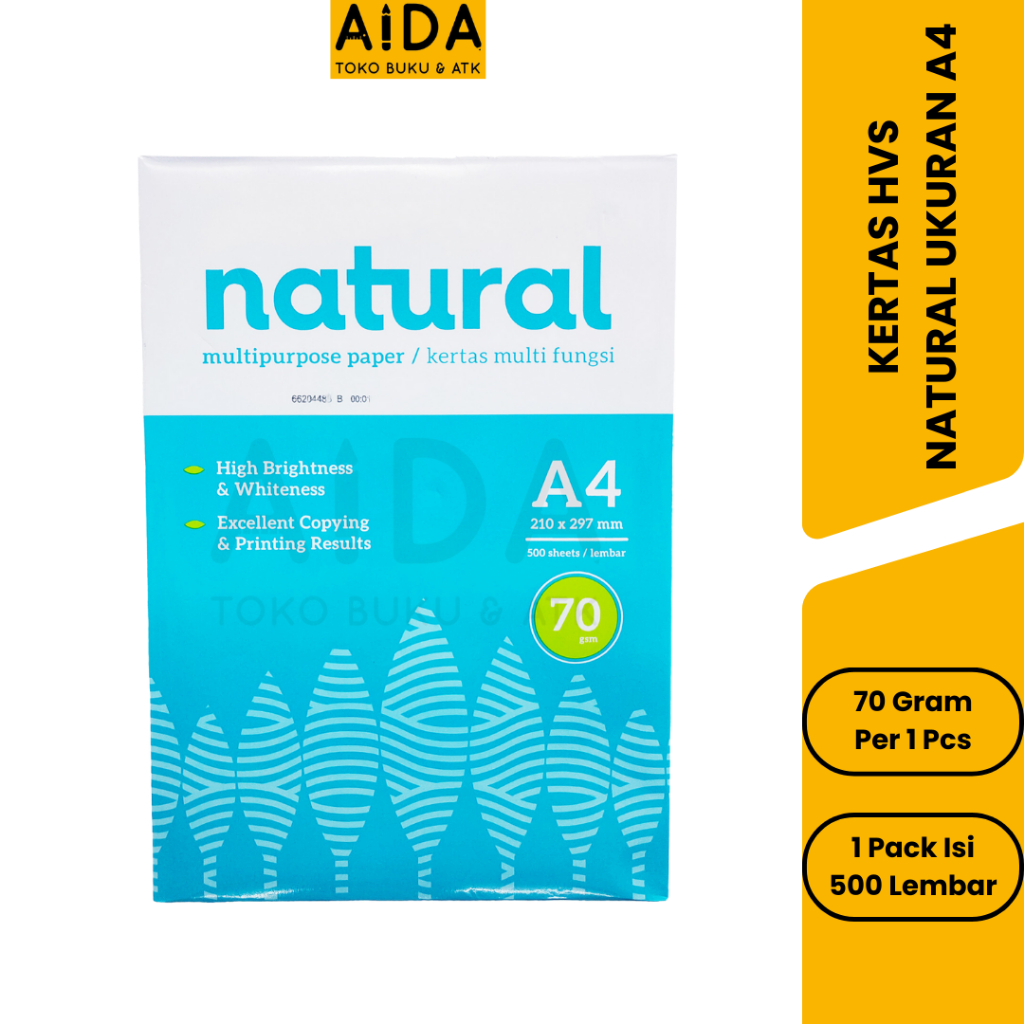

Kertas HVS A4 Natural 70 Gr 1 Rim isi 500 Lembar/ Kertas Fotocopy A4 Natural Murah