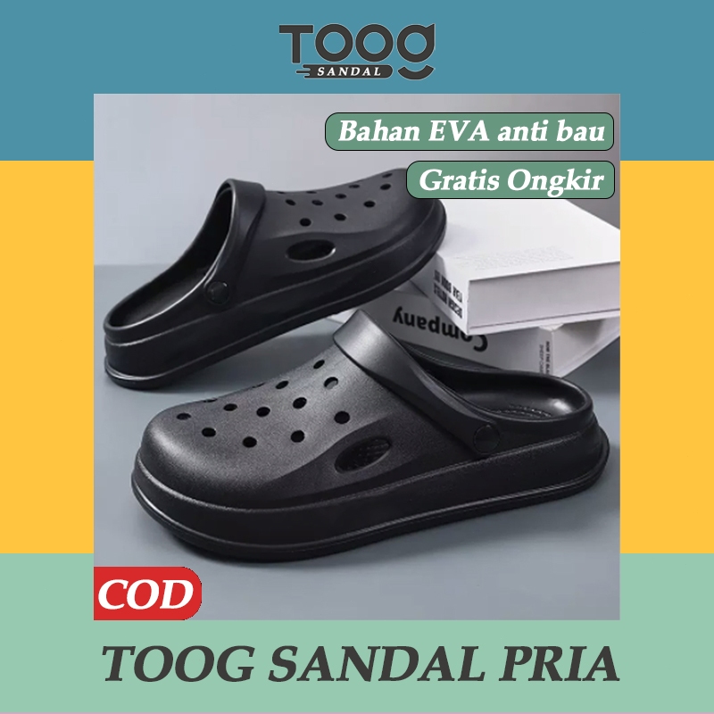 Sandal kodok jelly pria dewasa korean style terbaru Sandal slop baim cowok kekinian Sendal fuji wedg