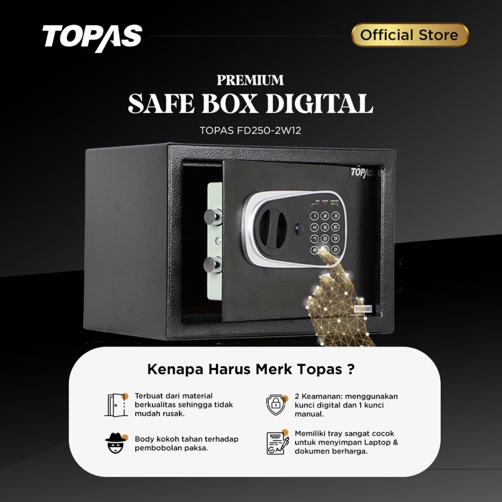 Asaba FD250 Brankas Digital Topas - Safety Box Polypropylene 510x470x460mm 13.96kg