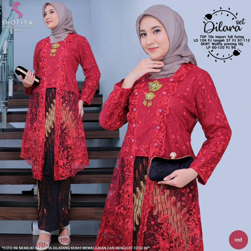 DILARA SET ORI SHOFIYA // KEBAYA TUNIK TILE BRUKLAT SETELAN KEBAYA TERBARU