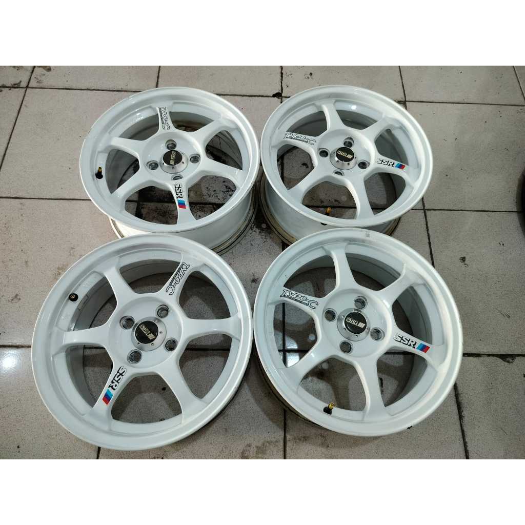 PELEK MOBIL SEKEN SSR TIPE-C MODEL JDM RING 15X6,5 PCD 4X100 PUTIH