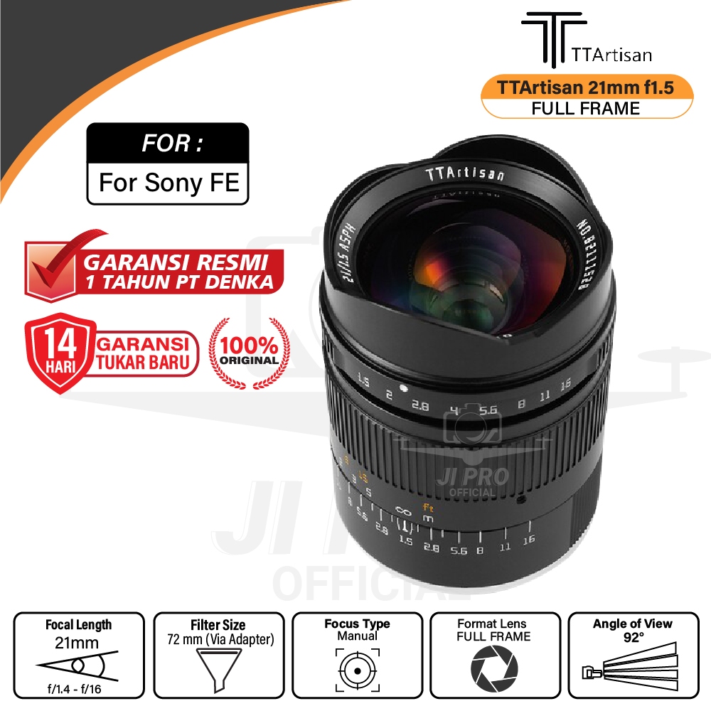 TTArtisan 21mm f1.5 Sony FE FullFrame TT Artisan 21mm f/1.5 Resmi