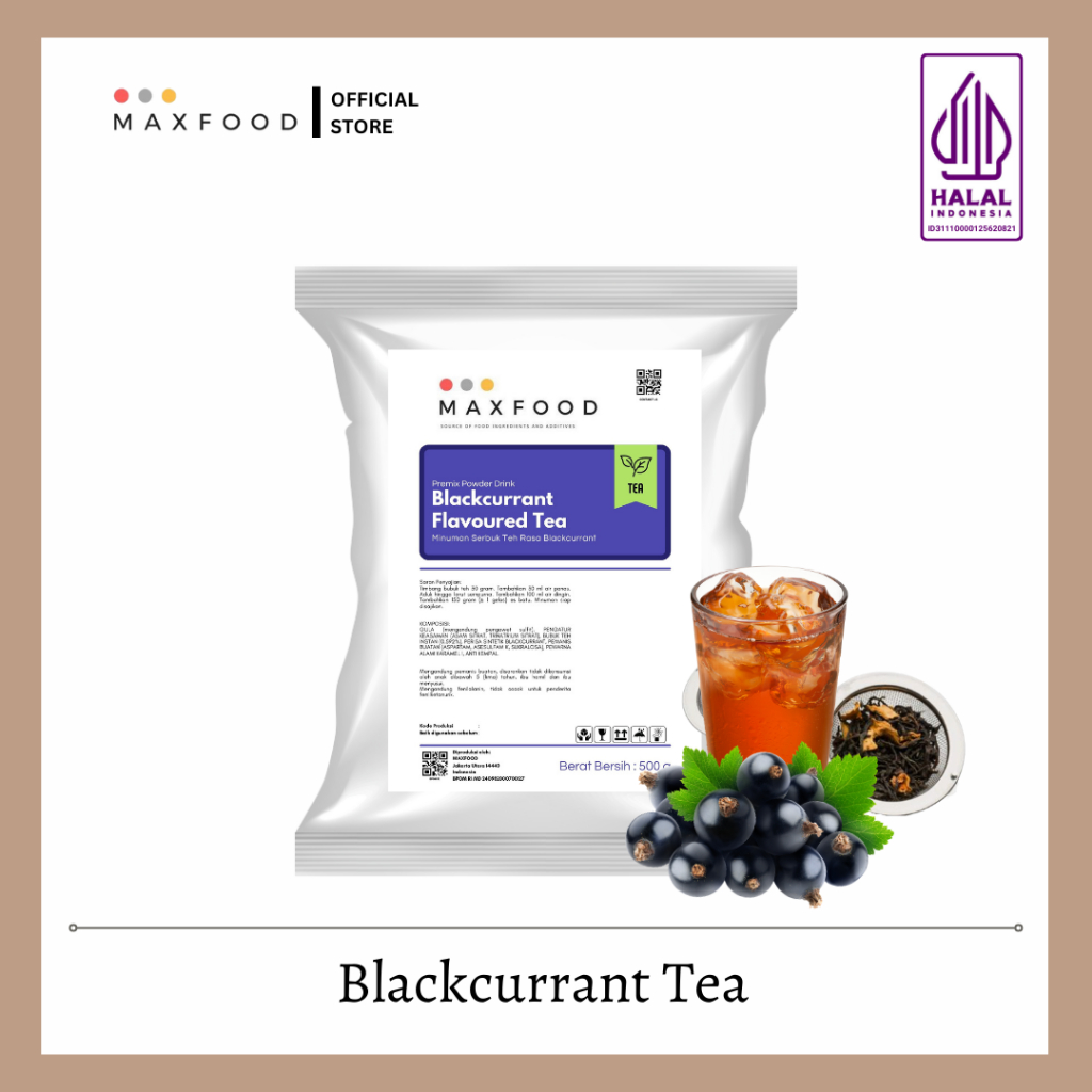 

MAXFOOD - Blackcurrant Tea / Bubuk Minuman Rasa Teh Blackcurrant 500 GR