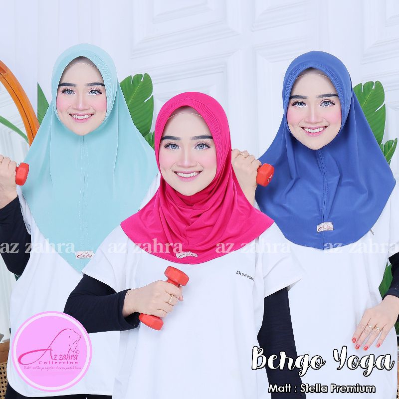 (Azzahra2616) Bergo Yoga S // Hijab Daily Jilbab Ped Stella Premium Kerudung Sport Viral