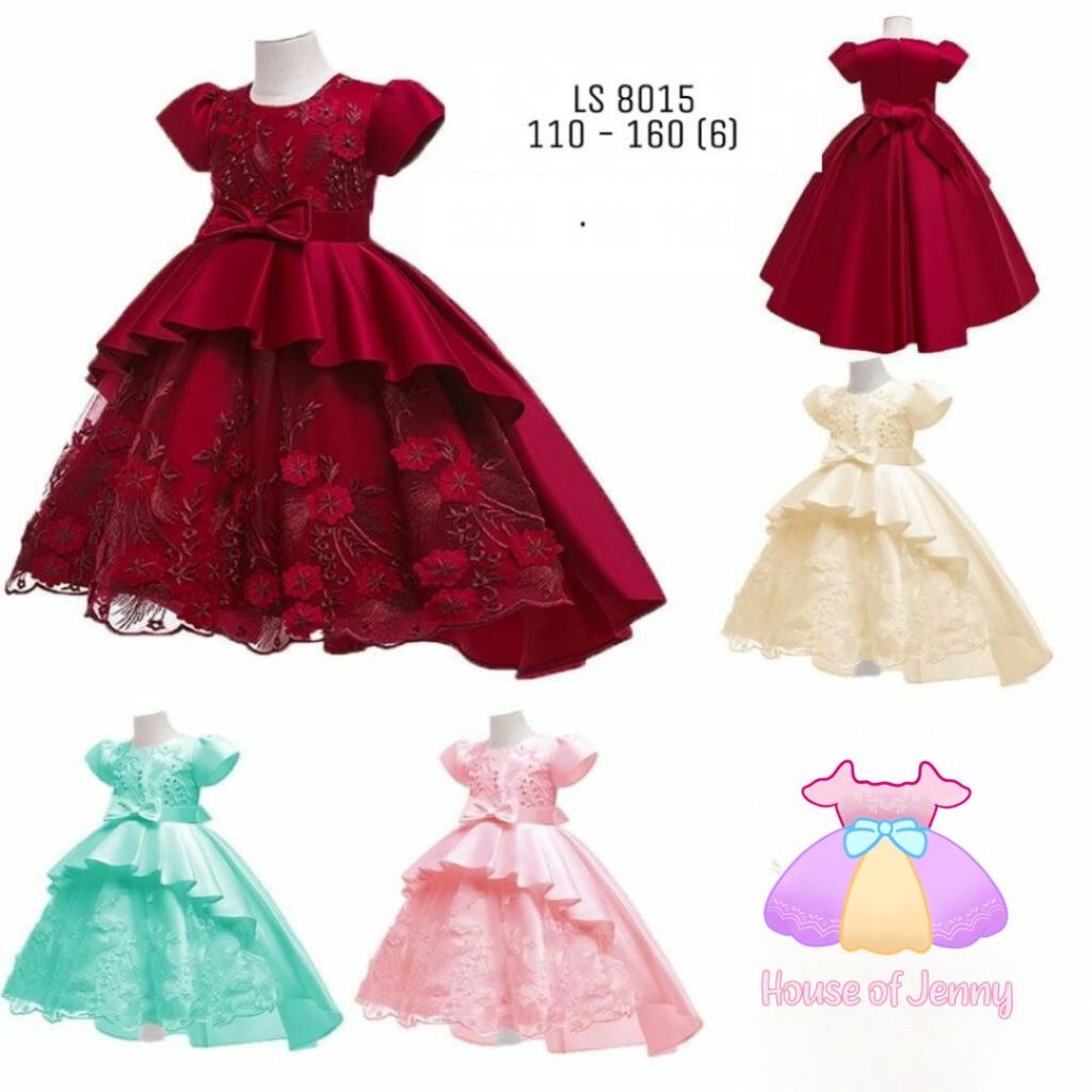 Gaun Pesta Anak Perempuan Model Korea Kekinian Kode LS8015 BAHAN PREMIUM