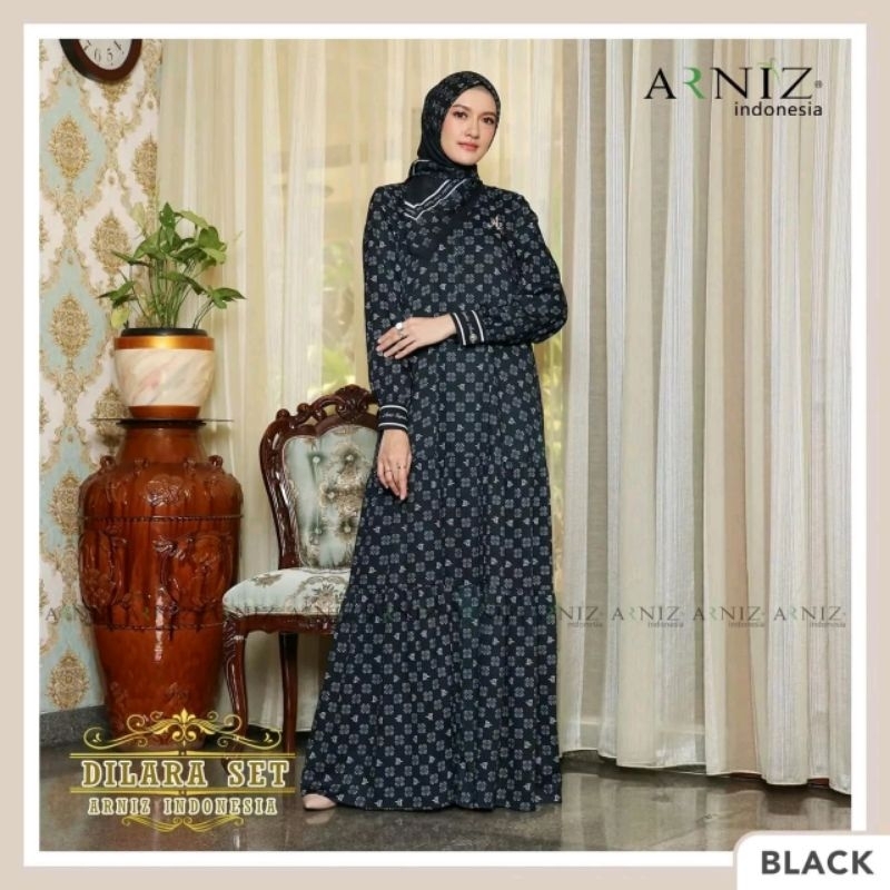 DILARA SET ( Dress & jilbab segi4 ) ORI by ARNIZ COLLECTION_READY SIAP KIRIM