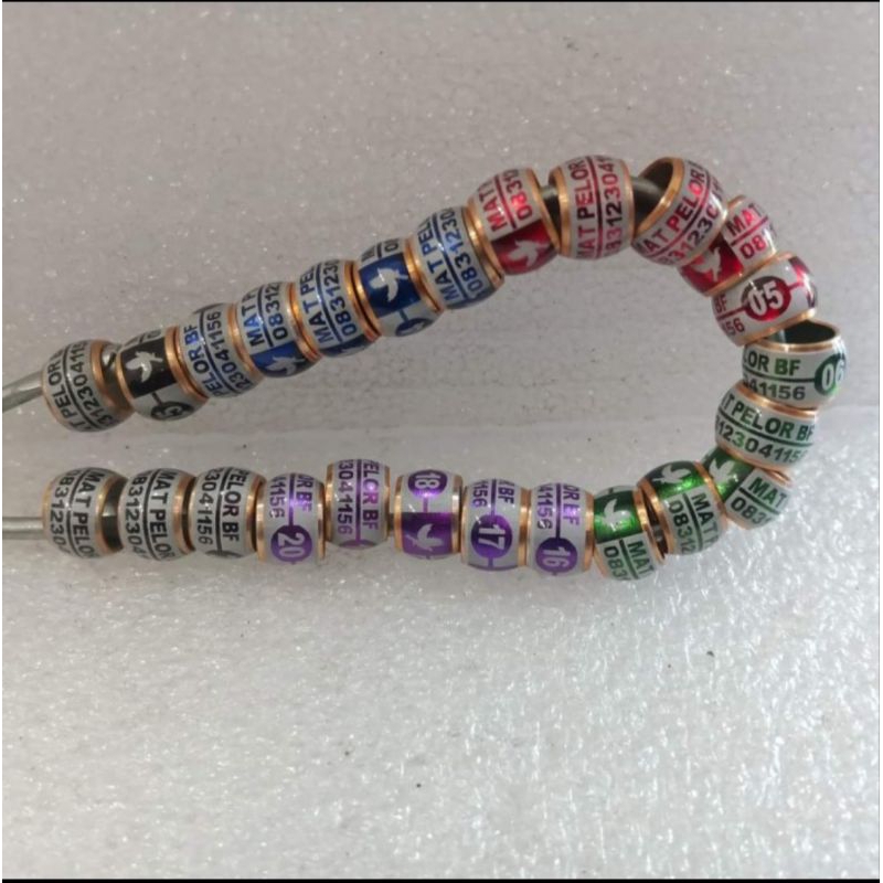 10 biji ring murai bisa custom nama dan no.hp kenari dan jenis burung lain donat winer gt