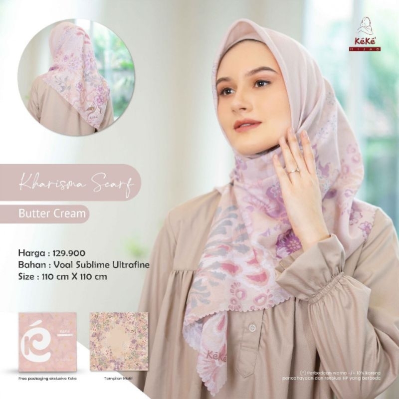 Keke Hijab Segi Empat Voal Motif Kharisma Scarf