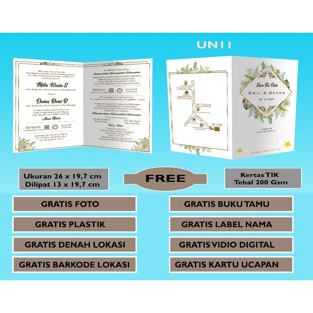 undangan pernikahan undangan nikah/ undangan sunat khitanan UN003  unik minimal order 50 pcs