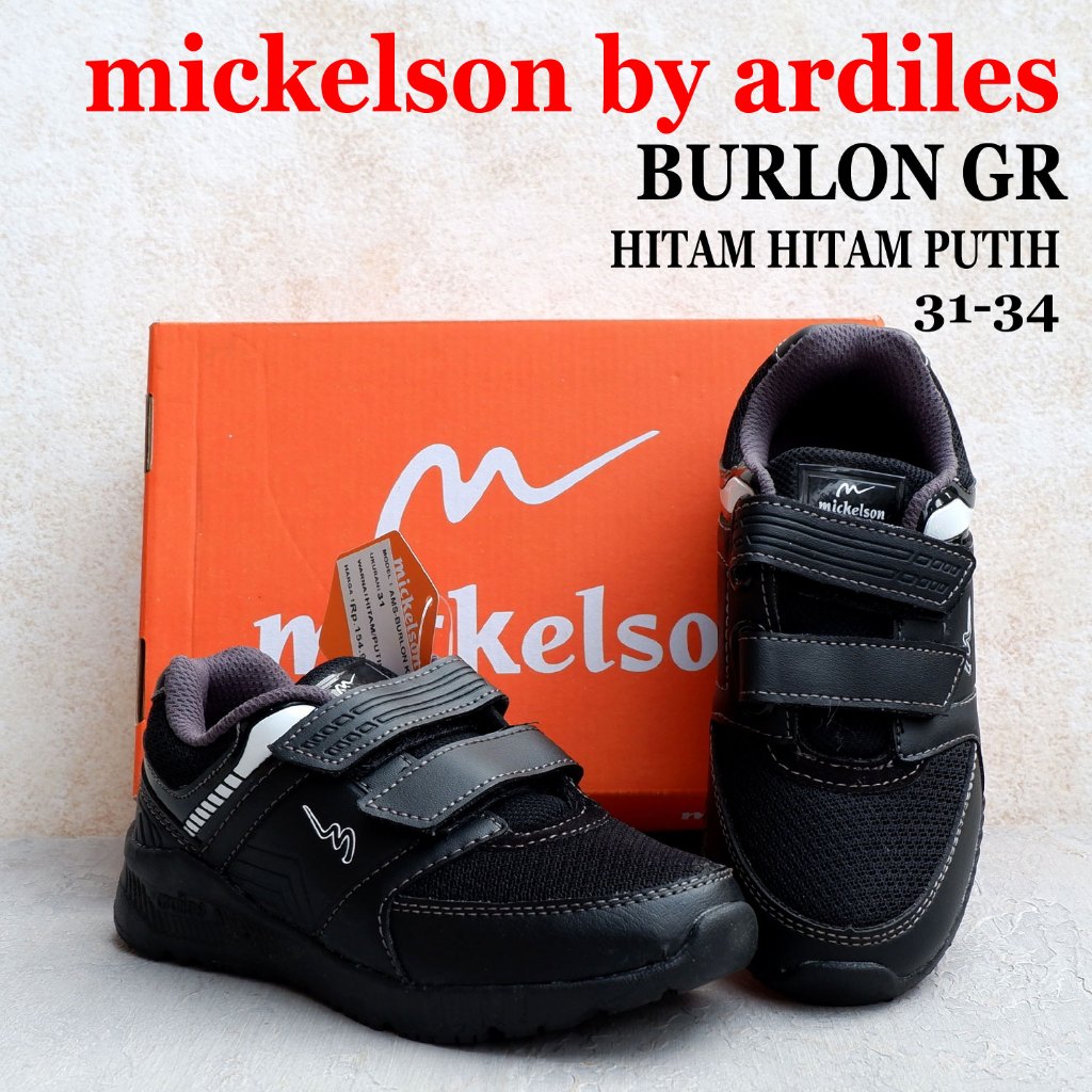 Sepatu sekolah MICKLESON By Ardiles - BURLON - size 31-34 - sepatu tanpa tali - sepatu sekolah anak 