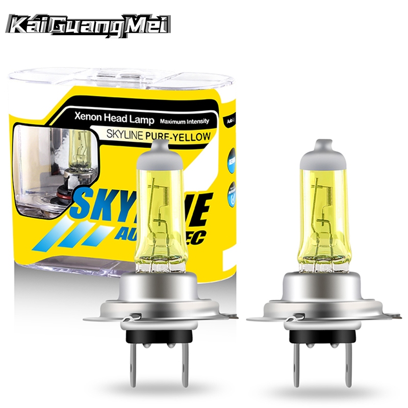 Zhr 2pcs Lampu Halogen H1 H3 H4 H7 H8 H9 H11 Hb3 Hb4 55w 12v 3000k Warna Kuning Untuk Fog Lamp Mobil