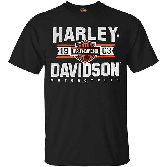 KAOS Harley-Davidson Men's Varsity B&S Short Sleeve Crew-Neck T-Shirt - Black