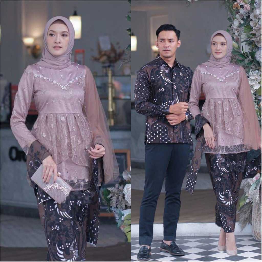 BATIK COUPLE BILQIS SET KEBAYA COUPLE LAMARAN WISUDA KONDANGAN BROKAT MODERN BATIK SERAGAM SARIMBIT 