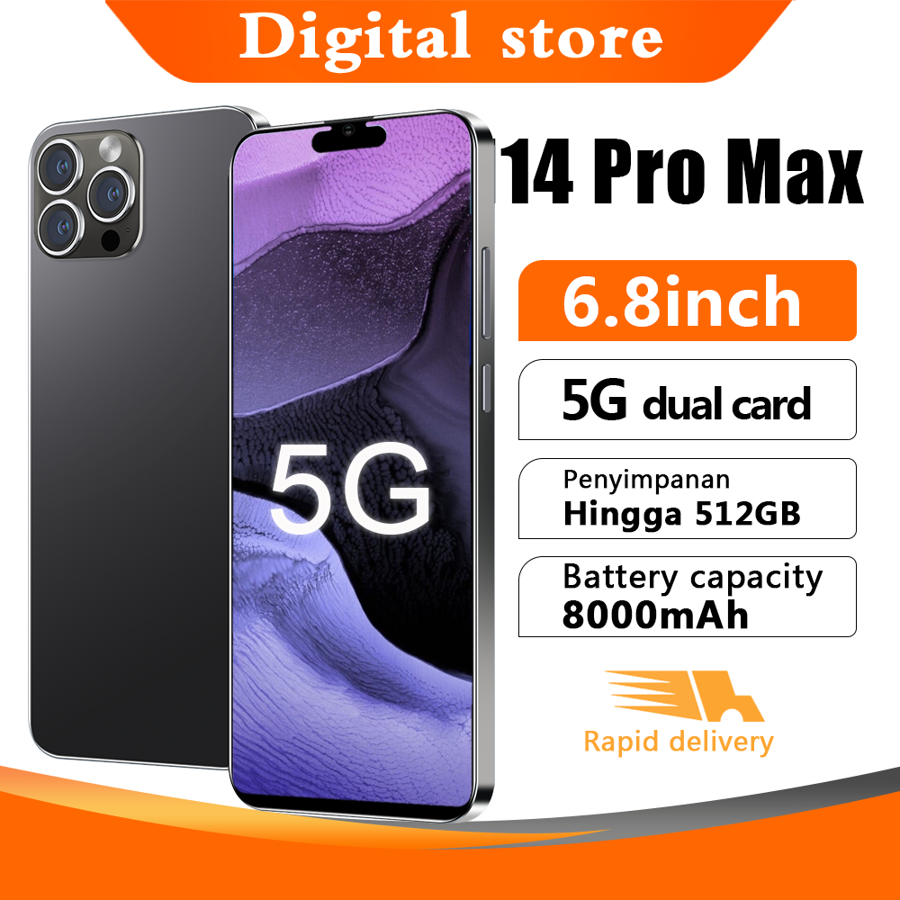 【Beli 1 Gratis 6】 hp murah i14 Pro Max 5G WIFI Ponsel Baru Jaminan Kualitas RAM 12GB ROM 512GB Origi