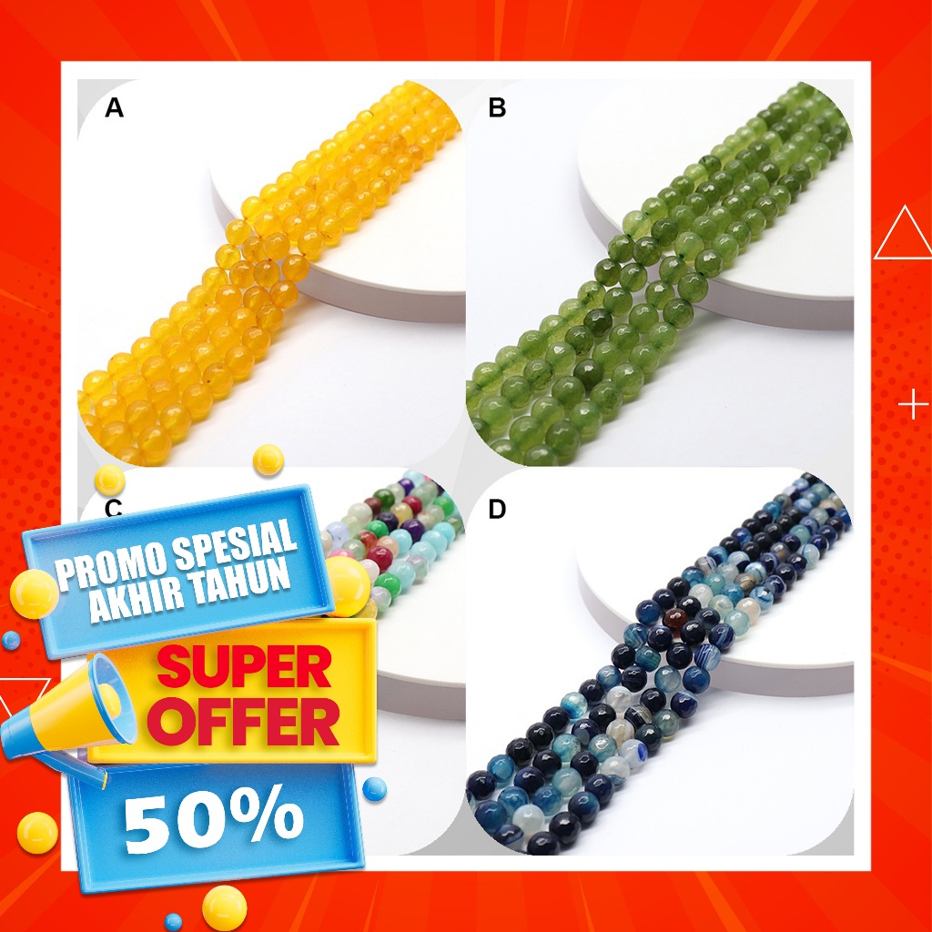 Manik manik gelang 8mm / batu agate / batu agate manik manik 8mm / Bahan Gelang Manik Manik Batu