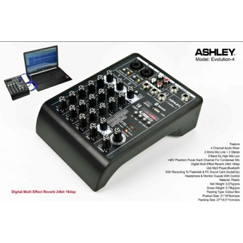 MIXER ASHLEY EVOLUTION4 MIXER ASHLEY EVOLUTION-4 ASHLEY 4 CHANNEL WITH RECORDER