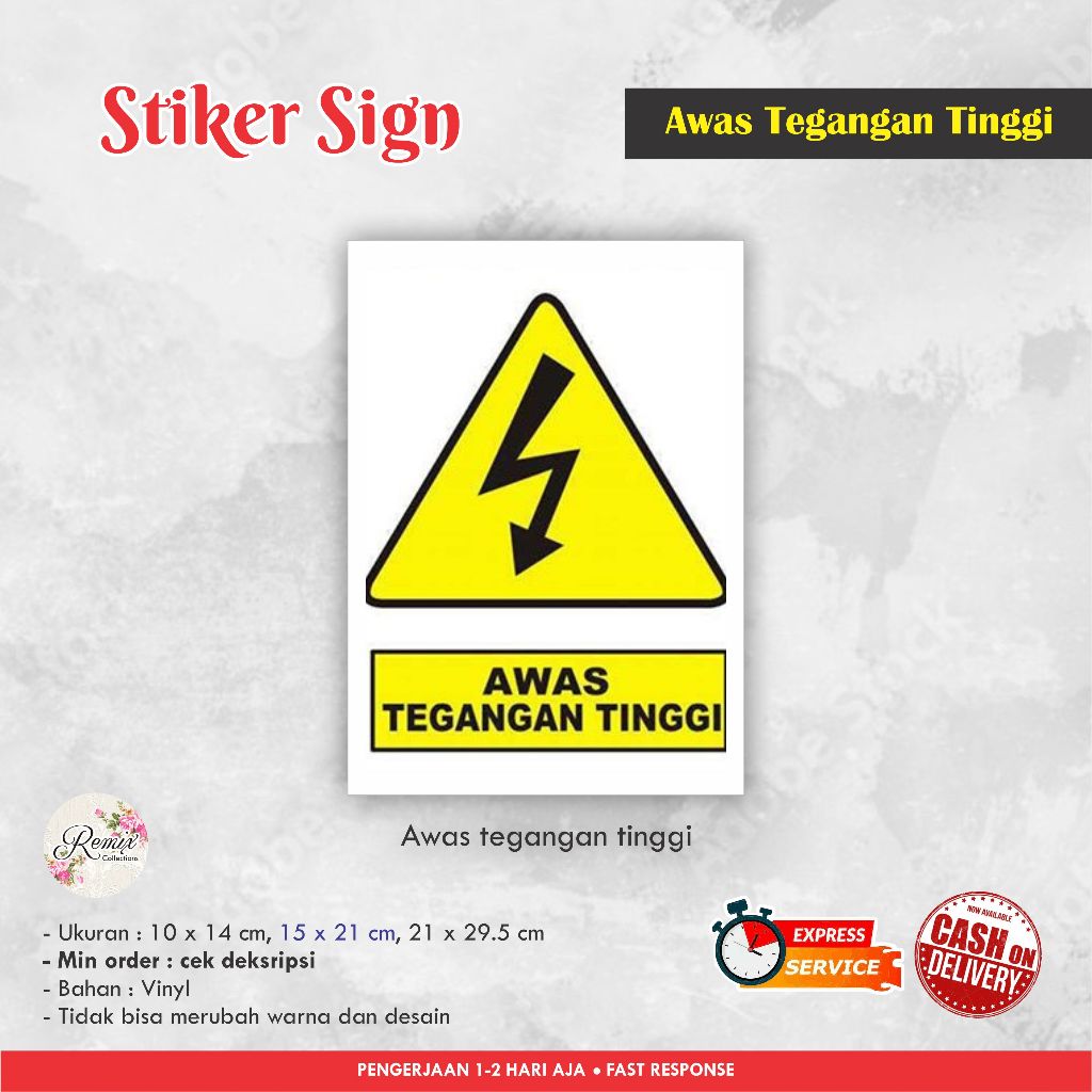 

STIKER SIGN AWAS TEGANGAN TINGGI VINYL / STIKER PERINGATAN / SIGN LABEL / WARNING SIGN