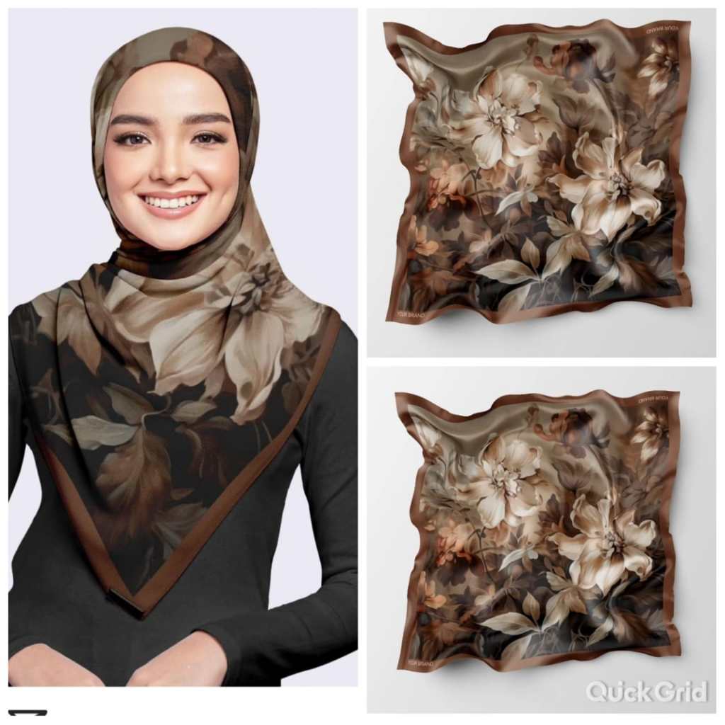 Hijab Segiempat Voal Motif Zetta Turkey Abstrak 3d Tiga Dimensi Motip Deenay Lasercut Voal Premium